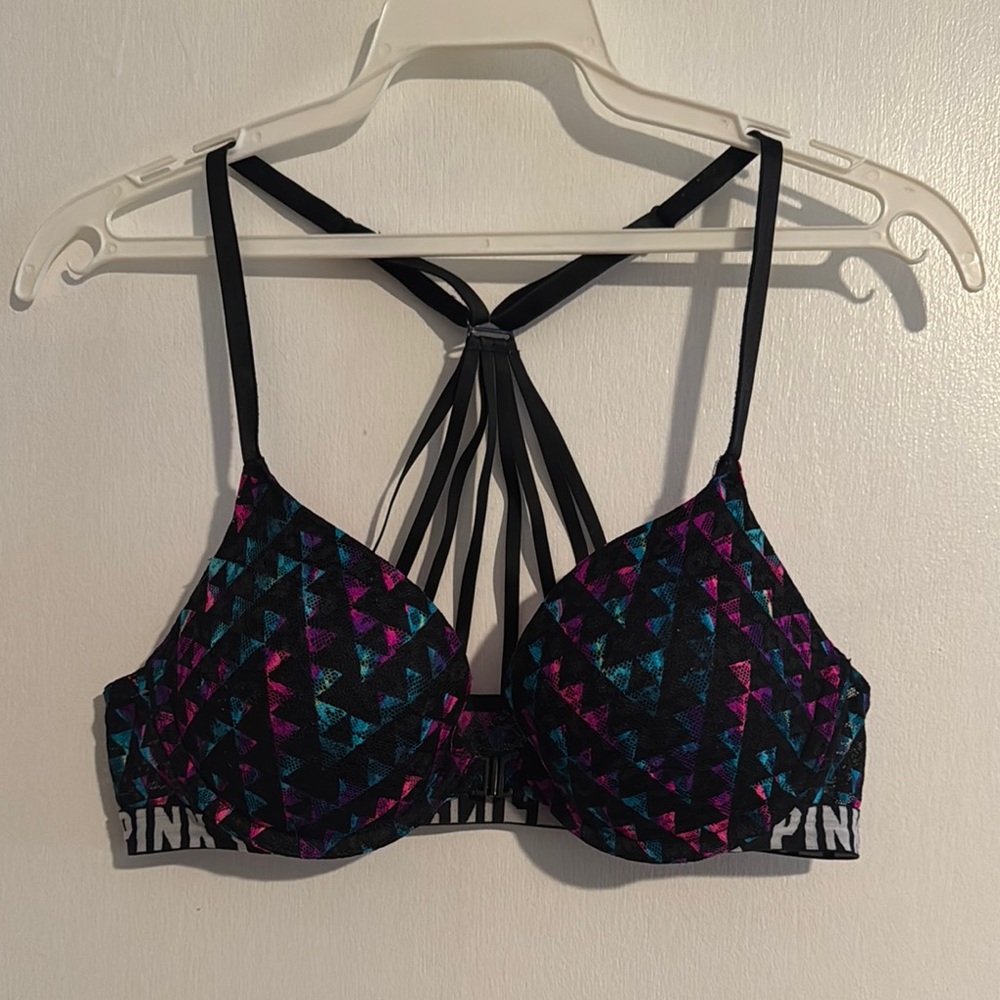 PINK Victoria's Secret Women's Strappy Bra  34B front clasp